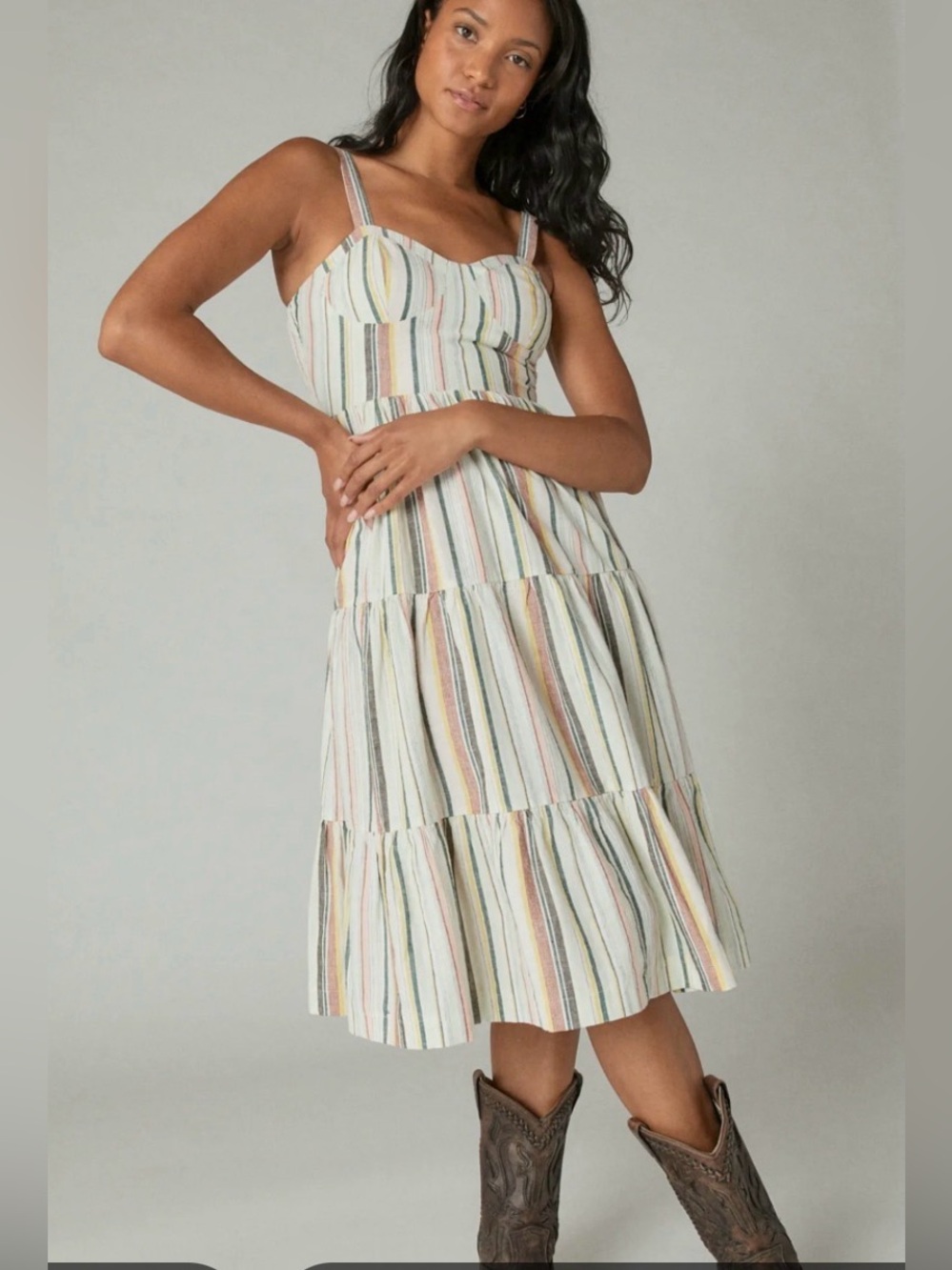 LUCKY BRAND LINEN SUMMER BOHO DRESS NWT